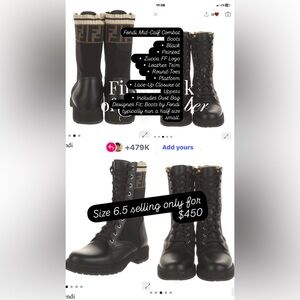 Fendi Black and Brown Combat Boots